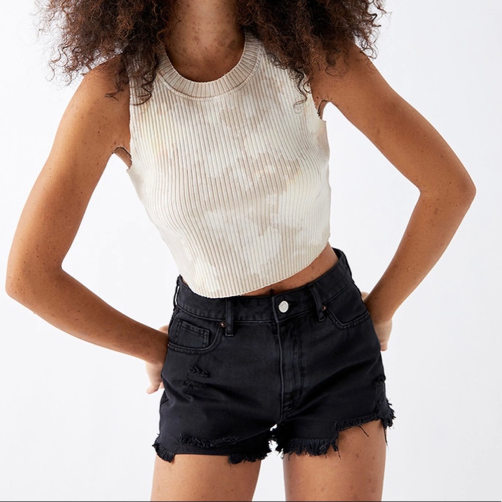 Black High Waisted Denim Shorts